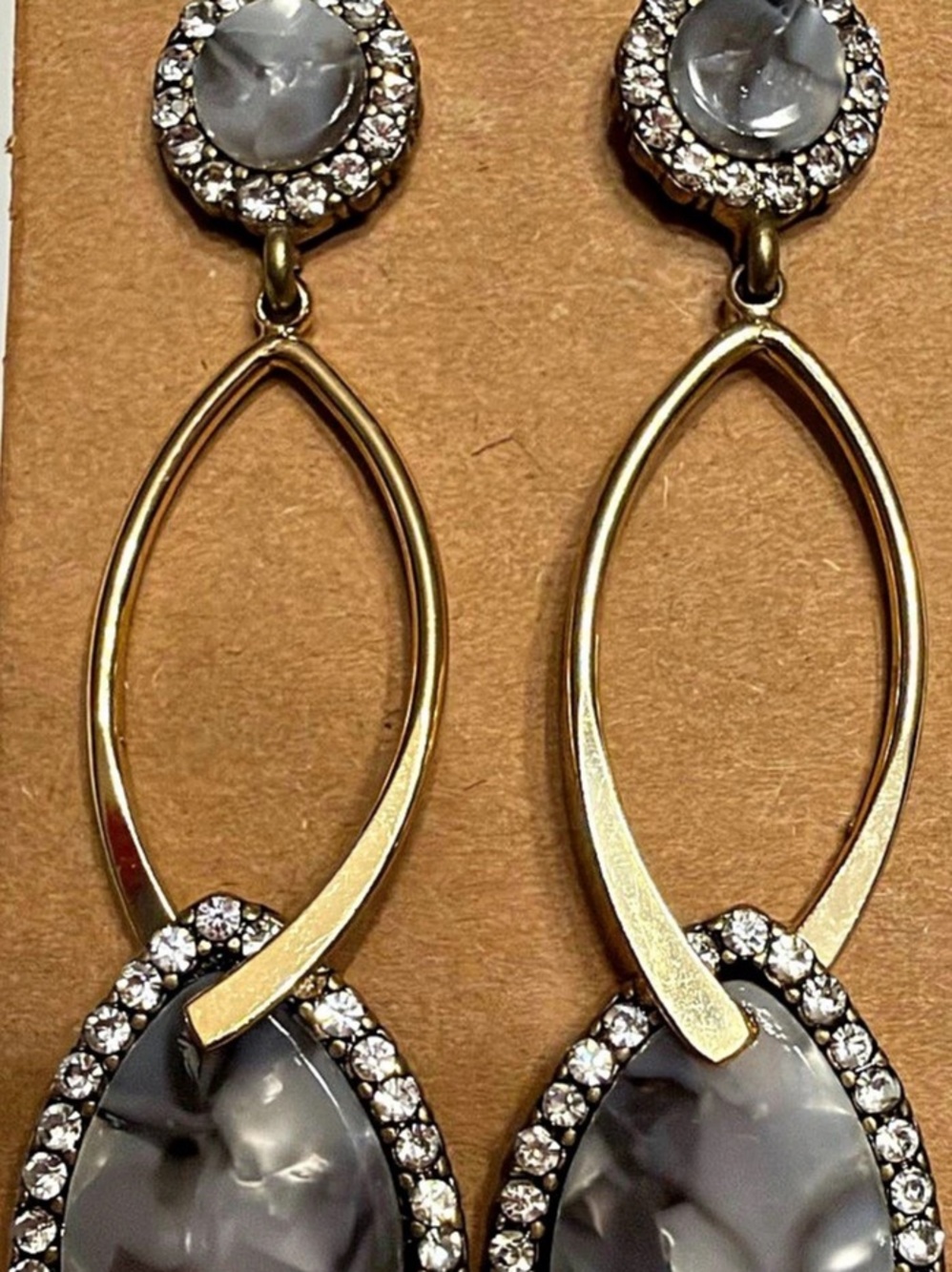 Gray & Gold Drop Earrings Like New